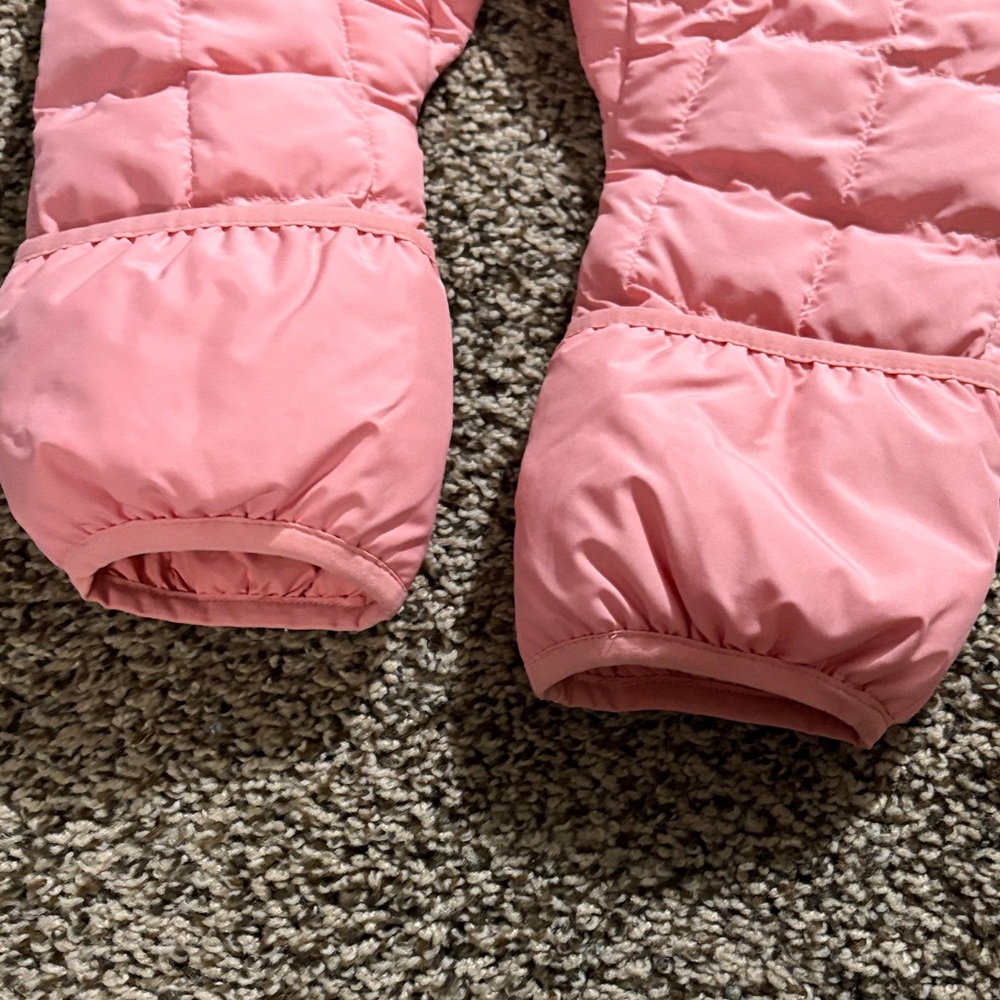 The North Face Pink Quilted Kids Hooded One-Piece Footie - Picture 6 of 7